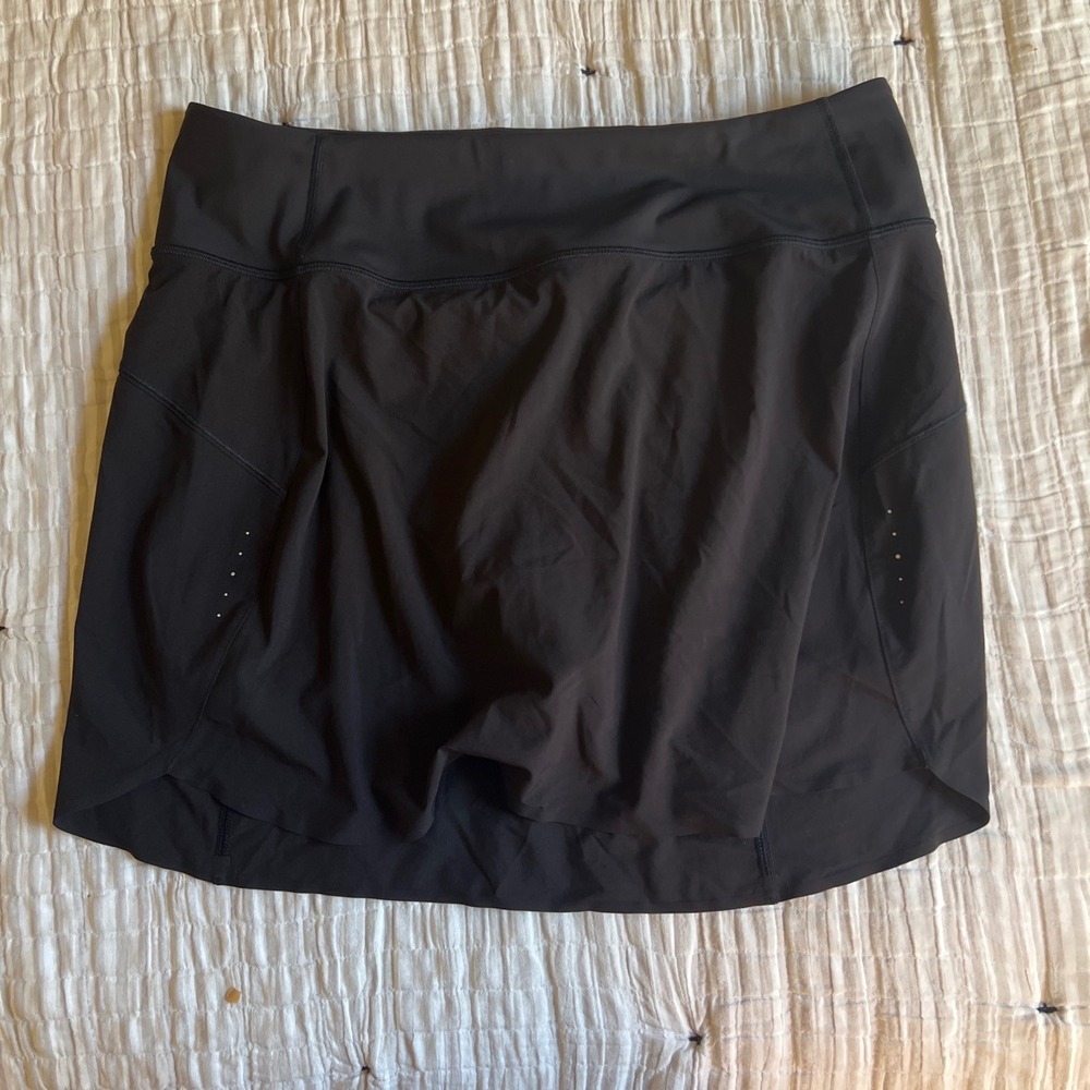 Athleta Run With It Skort 16 Black Athletic Running Tennis Skirt Large L